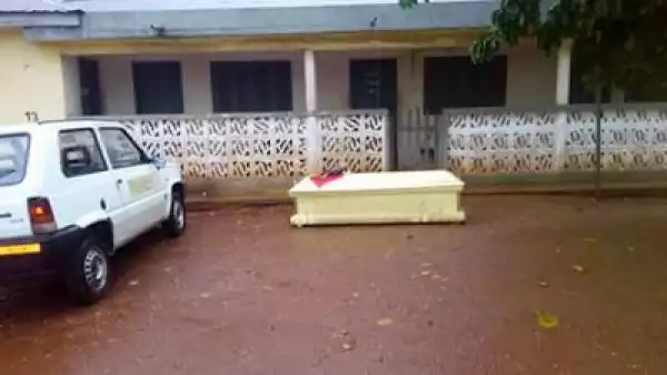 Coffin & Dead Chicken Dumped In Front Of Ghana Electoral Commission
